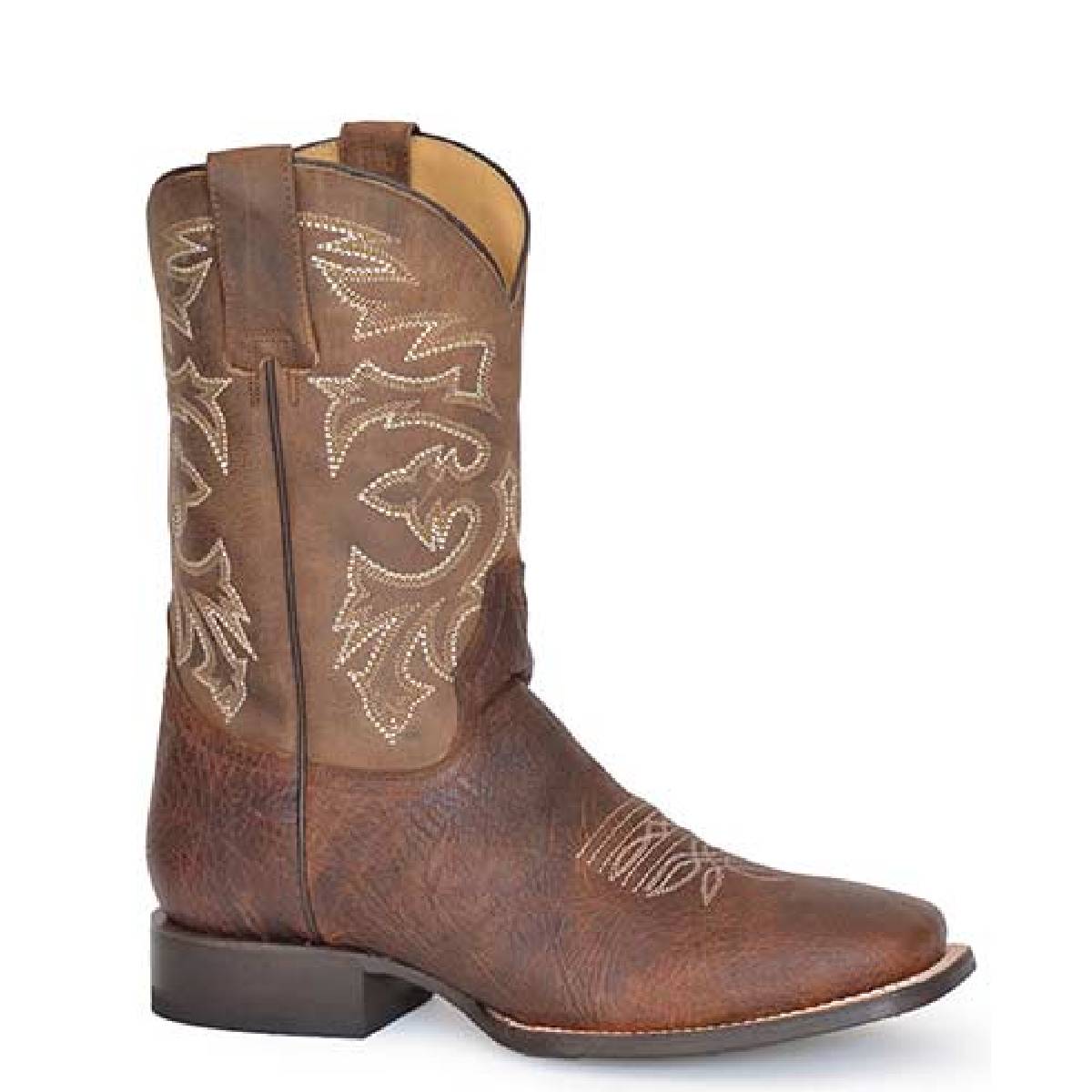 Men's Stetson Buff Leather Boots Handcrafted Brown - yeehawcowboy
