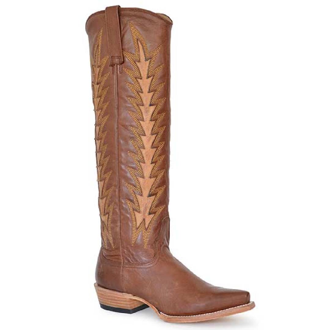 Women's Stetson Johnnie Leather Boots Handcrafted Brown - yeehawcowboy