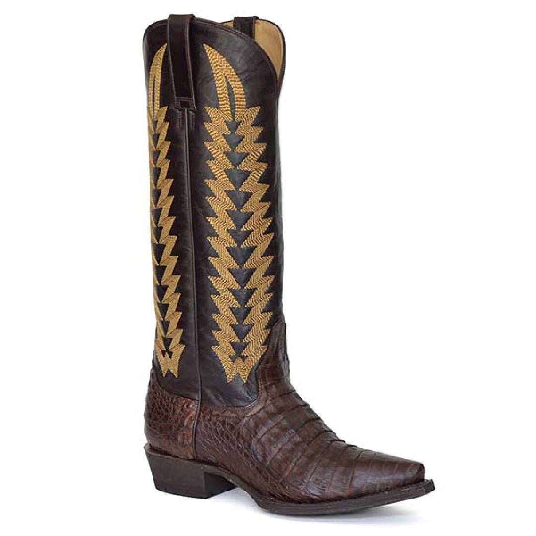 Women's Stetson Kenzie Caiman Boots Handcrafted Brown - yeehawcowboy