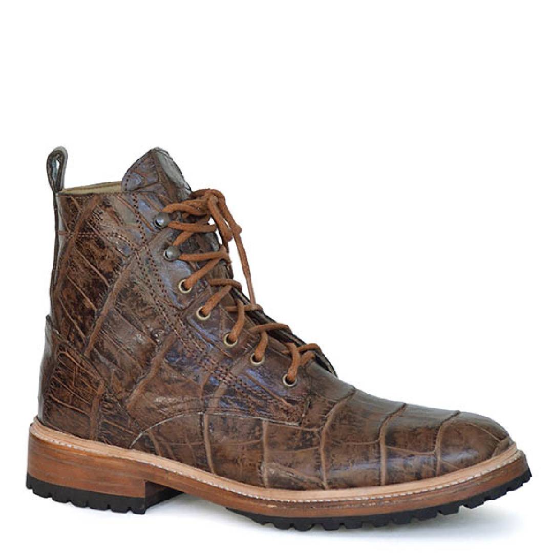 Men's Stetson Chukka Exotic Alligator Lug Sole Boots Handcrafted Brown - yeehawcowboy