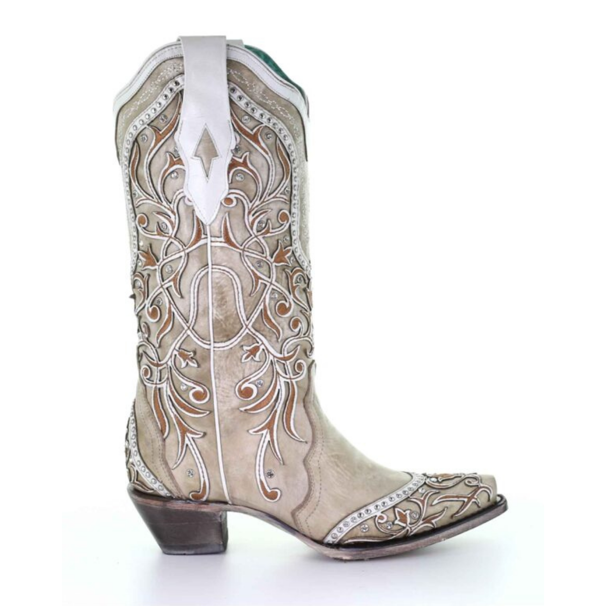 Women's Corral Leather Boots Handcrafted White - yeehawcowboy