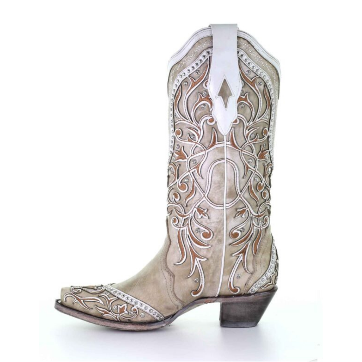 Women's Corral Leather Boots Handcrafted White - yeehawcowboy