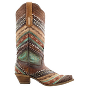 Women‚Äôs Corral Western Festival Boots Handcrafted Brown & Turquoise - yeehawcowboy