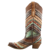 Women‚Äôs Corral Western Festival Boots Handcrafted Brown & Turquoise - yeehawcowboy