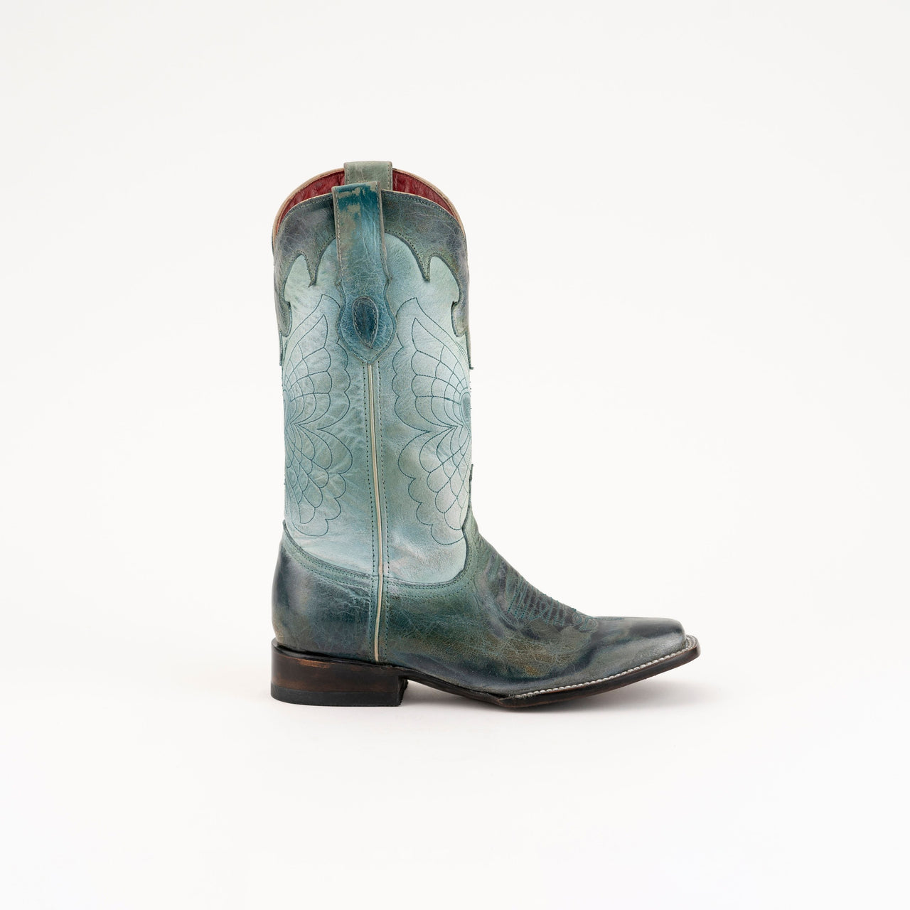 Women's Ferrini Glacier Leather Boots Handcrafted Teal - yeehawcowboy