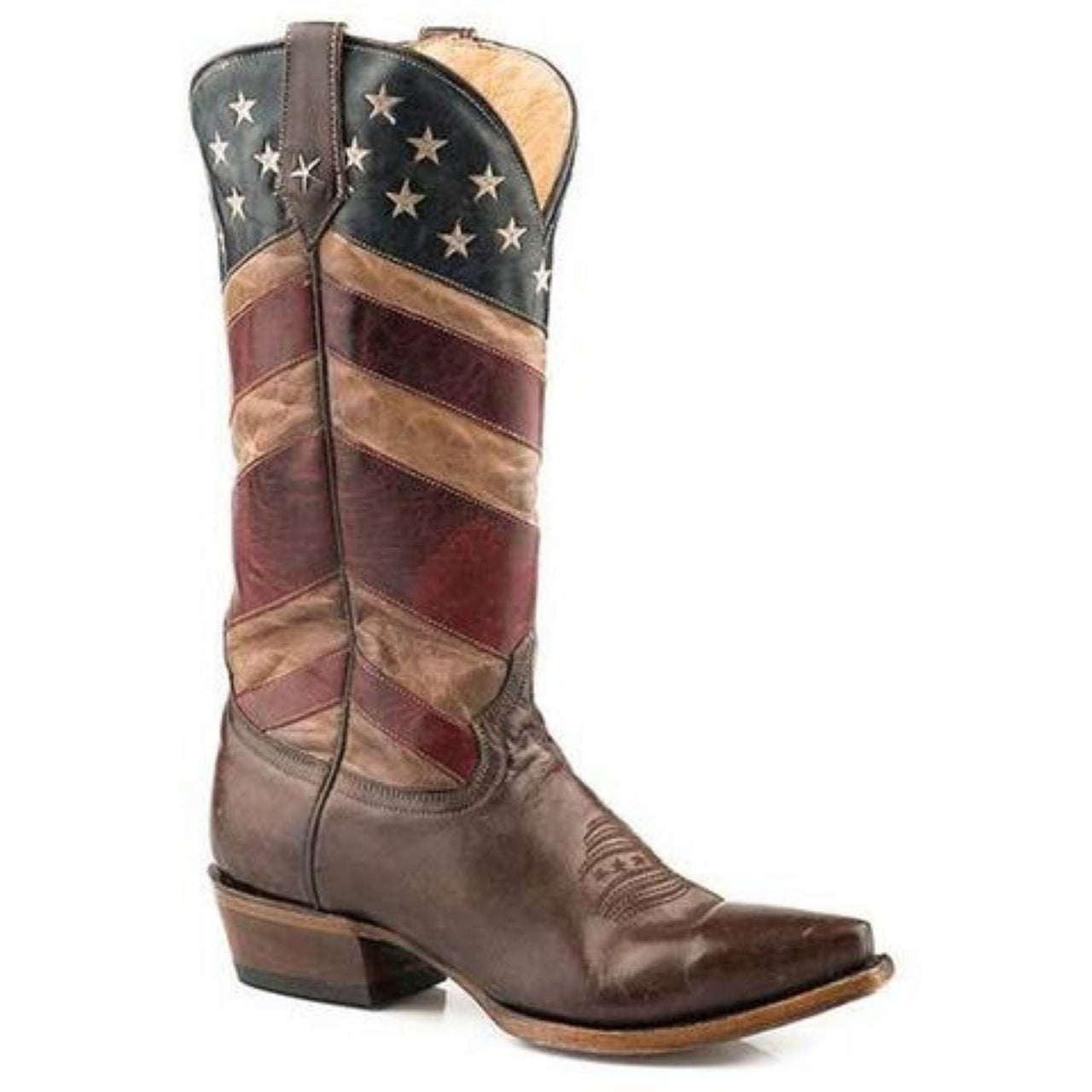 Women‚Äôs Roper  Old Glory Boots Handcrafted Brown - yeehawcowboy