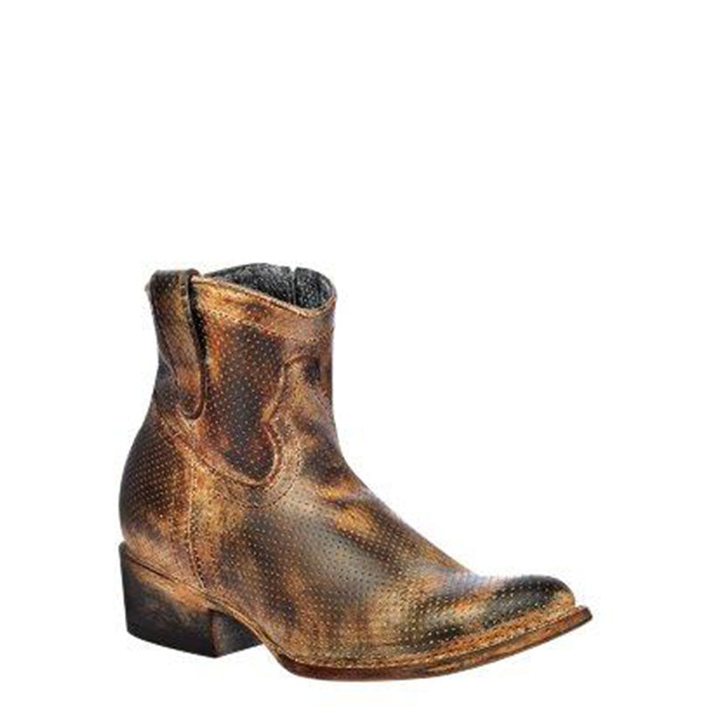 Women's Corral Leather Ankle Boots Handcrafted Tan - yeehawcowboy