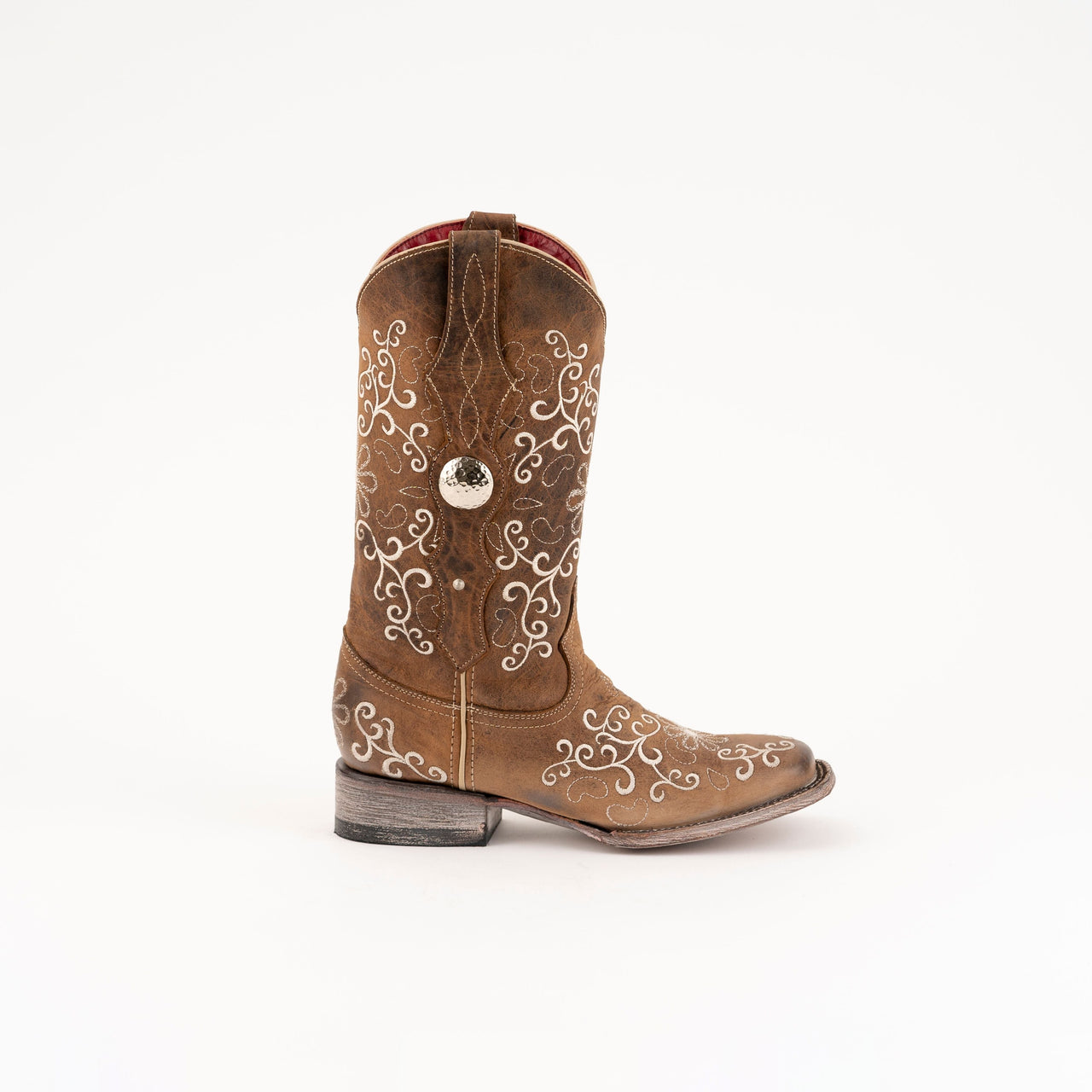 Women's Ferrini Bella Leather Boots Handcrafted Brown - yeehawcowboy