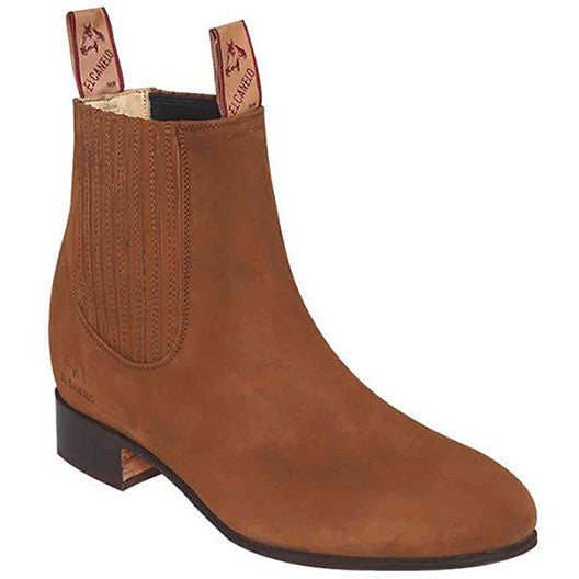 Men's El Canelo Suede Botines Charro Boots Handcrafted Topo - yeehawcowboy