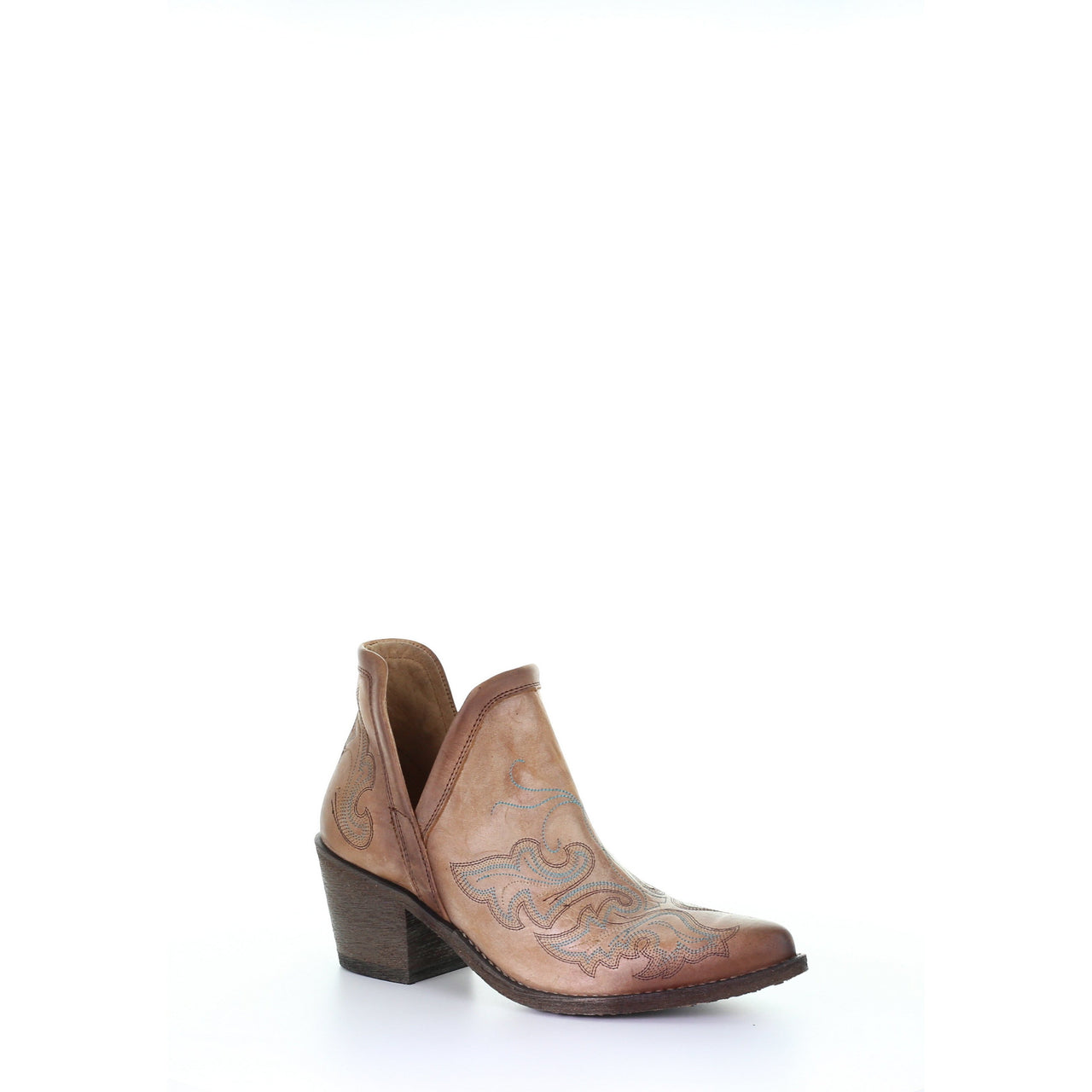 Women's Corral Leather Ankle Boots Handcrafted Cognac - yeehawcowboy