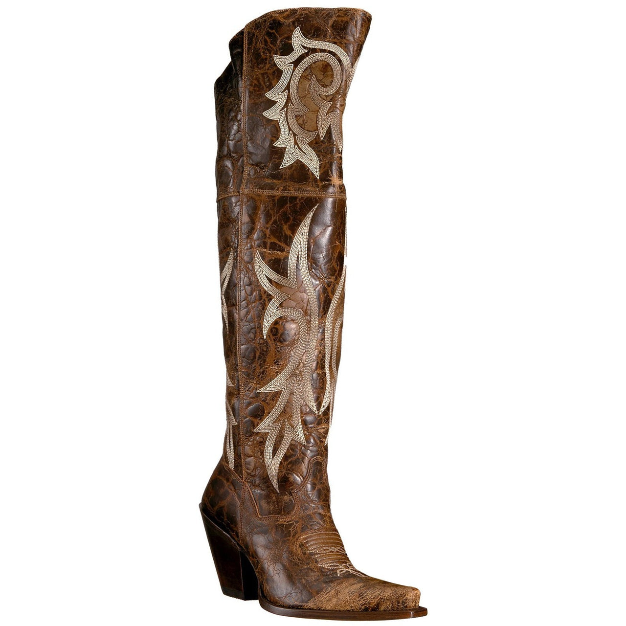Women's Dan Post Jilted Over Knee Boots Snip Toe Handcrafted Brown - yeehawcowboy