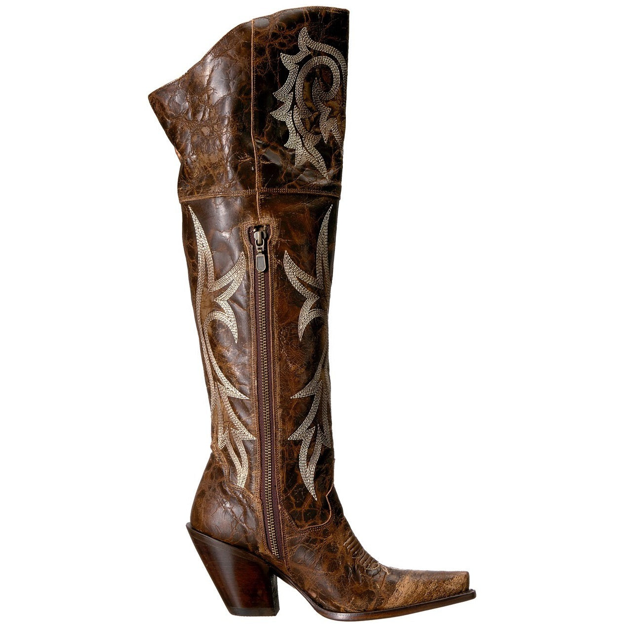 Women's Dan Post Jilted Over Knee Boots Snip Toe Handcrafted Brown - yeehawcowboy