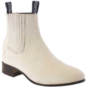Men's El Canelo Suede Botines Charro Boots Handcrafted Natural - yeehawcowboy