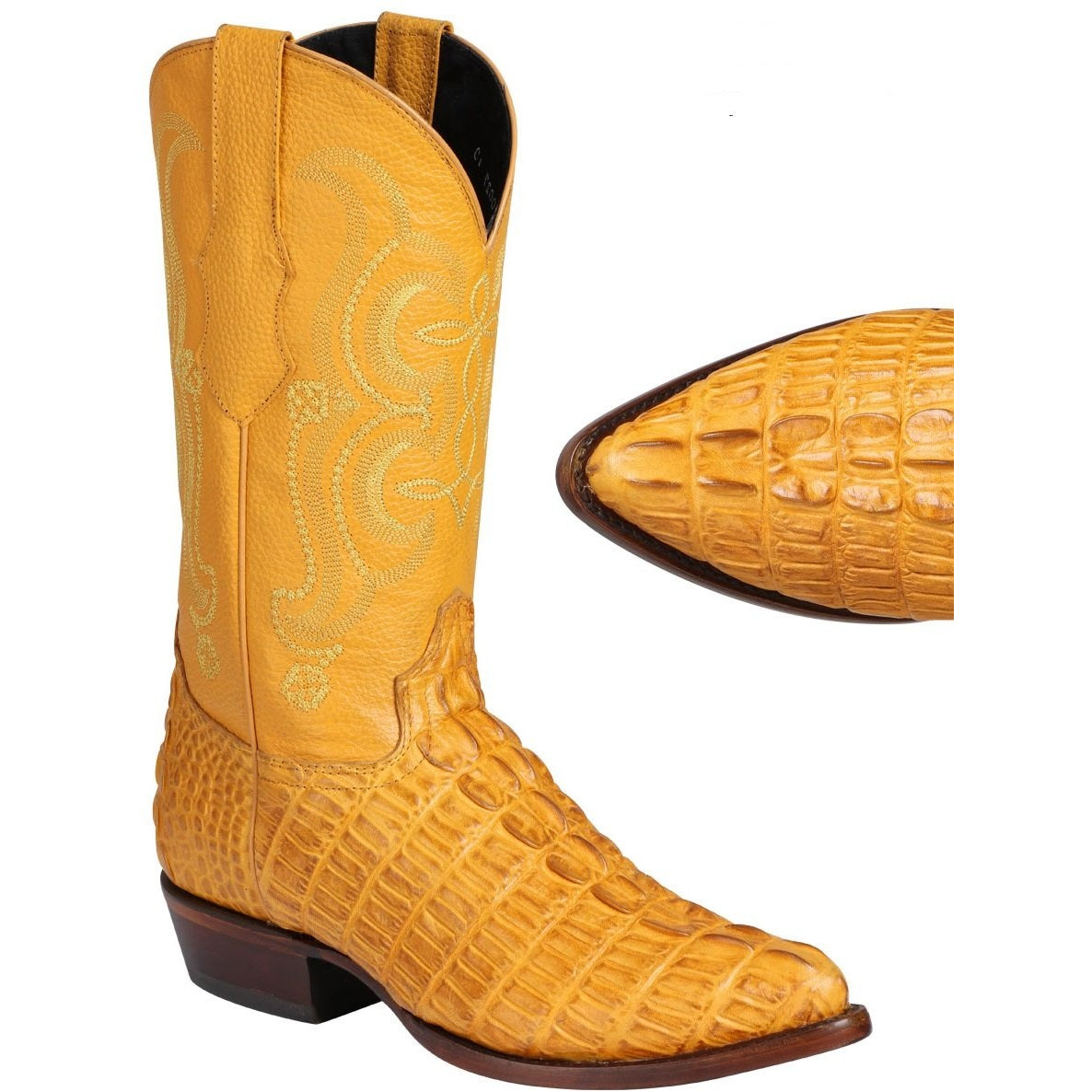 Men's El General Caiman Tail Print Boots J Toe Handcrafted Buttercup - yeehawcowboy