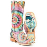 Women‚Äôs Tin Haul Groovy Boots With Tie Died Camper Sole Handmade Pink - yeehawcowboy