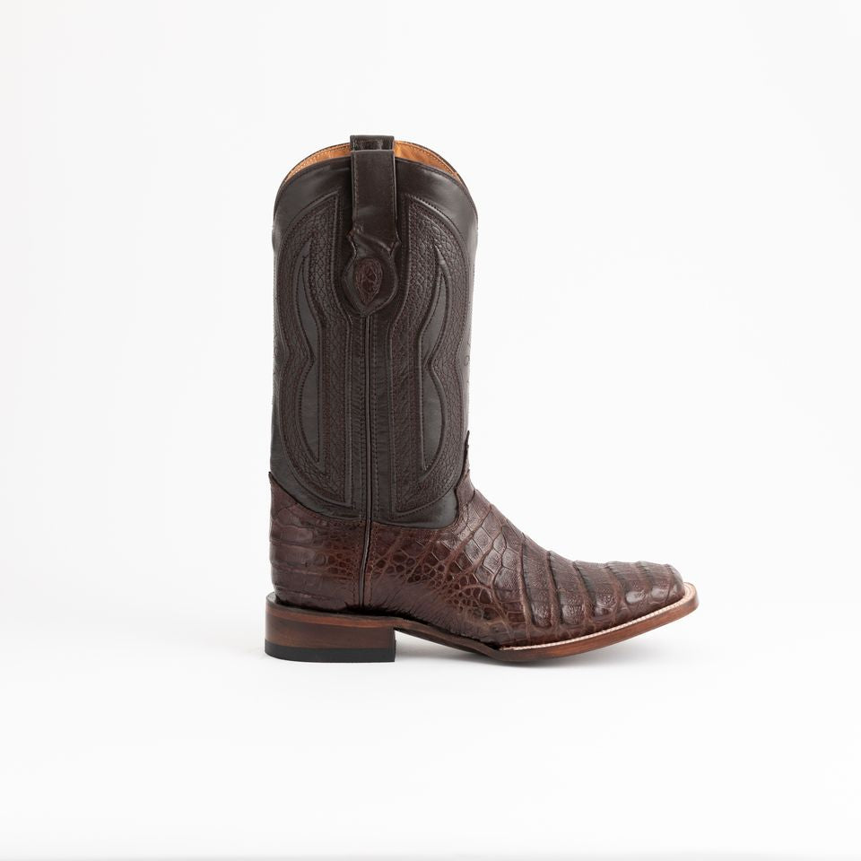 Men's Ferrini Dakota Caiman Belly Boots Handcrafted Chocolate - yeehawcowboy