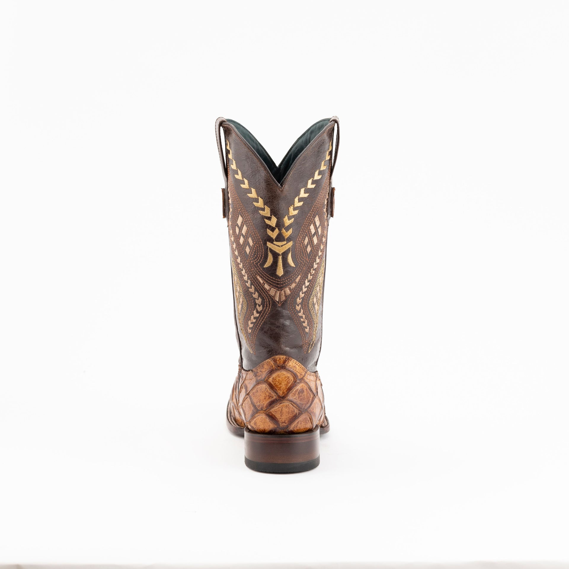 Men's Ferrini Bronco Pirarucu Print Boots Handcrafted Cigar - yeehawcowboy
