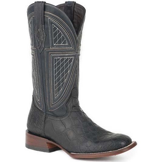 Men's Stetson Black Falls Alligator Boots Square Toe Handcrafted JBS Collection Black - yeehawcowboy