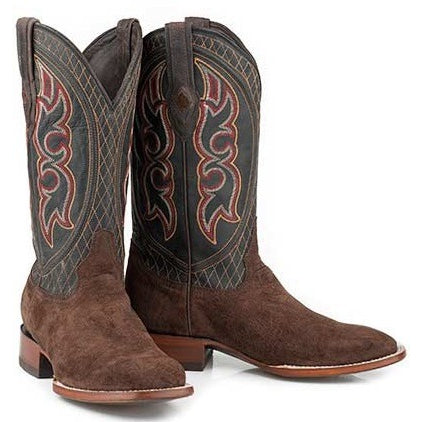 Men's Stetson Butte Genuine Hippo Boots Square Toe Handcrafted JBS Collection Brown - yeehawcowboy