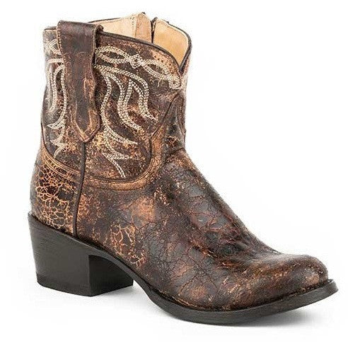 Women's Stetson Sarah Ankle Boots Round Toe Handcrafted Brown - yeehawcowboy