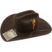 6x Stetson Spartan Fur Felt Hat With Feather Chocolate - yeehawcowboy
