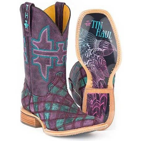 Women‚Äôs Tin Haul Chevron Boots With Eagle Sole Handcrafted Purple - yeehawcowboy