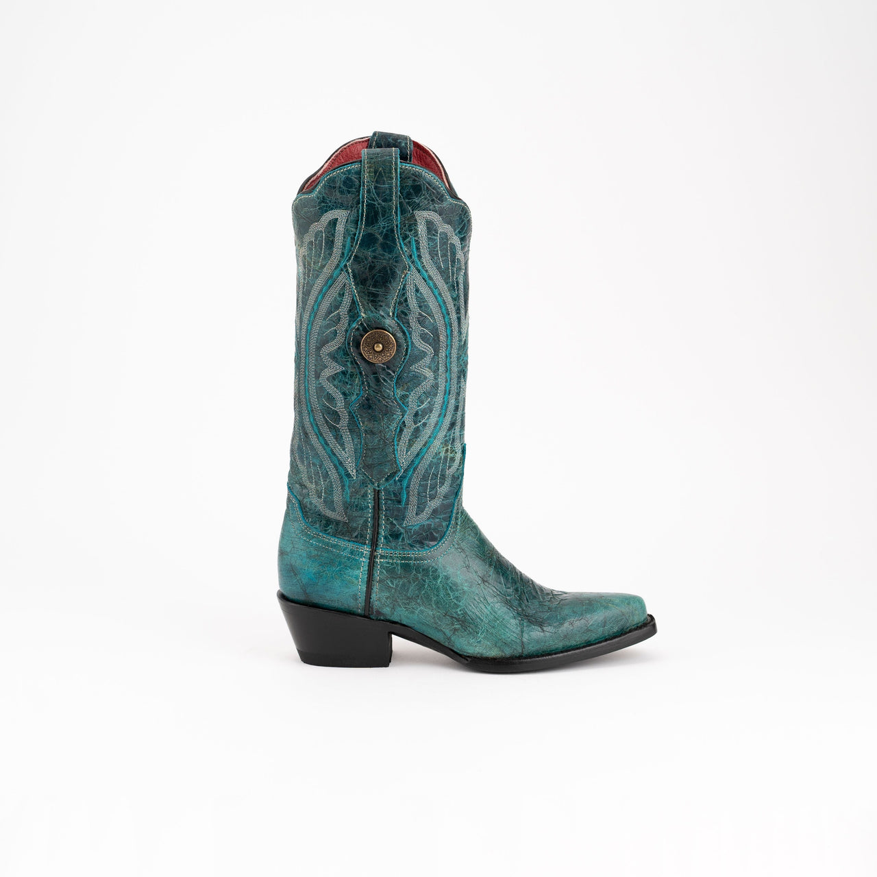 Women's Ferrini Twilight Leather Boots Handcrafted Teal - yeehawcowboy