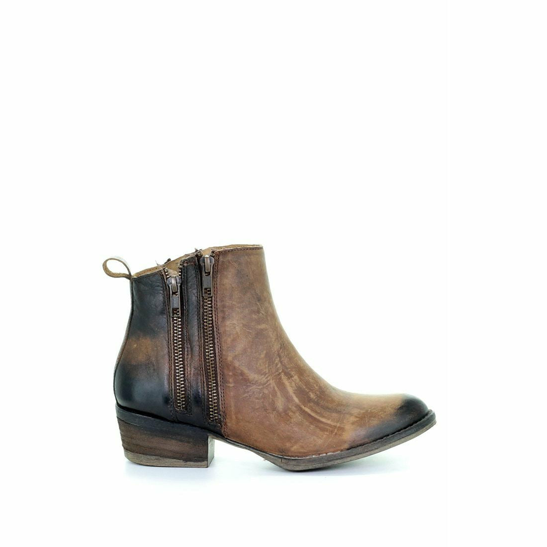 Women's Corral Leather Ankle Boots Handcrafted Bronze - yeehawcowboy