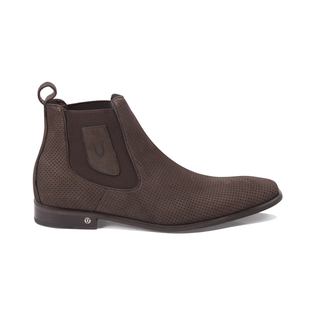 Men's Vestigium Suede Chelsea Leather Boots Handcrafted Brown - yeehawcowboy