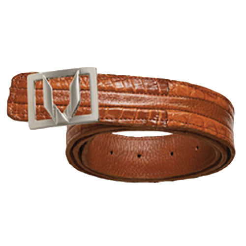Vestigium Caiman Belt With Interchangeable Gold & Silver Buckles Cognac - yeehawcowboy