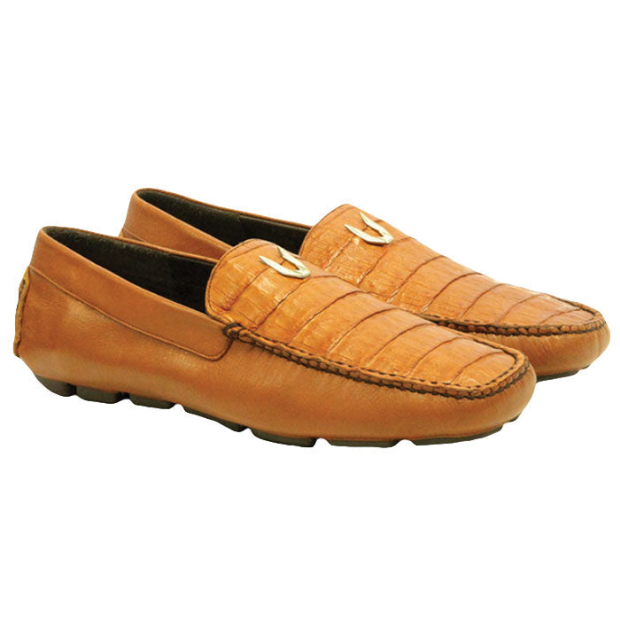 Men's Vestigium Genuine Caiman Belly Loafers Handcrafted Cognac - yeehawcowboy