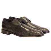 Men's Vestigium Genuine Caiman Belly Derby Shoes  Handcrafted Brown - yeehawcowboy