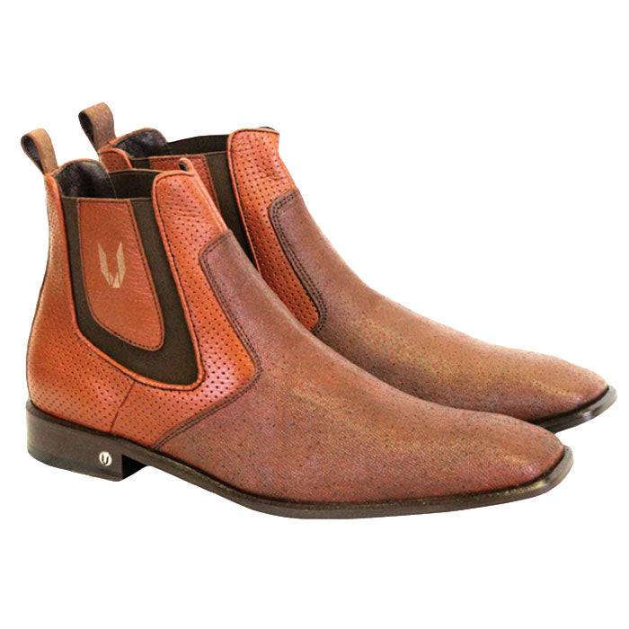 Men's Vestigium Genuine Catshark Chelsea Boots Handcrafted Cognac - yeehawcowboy