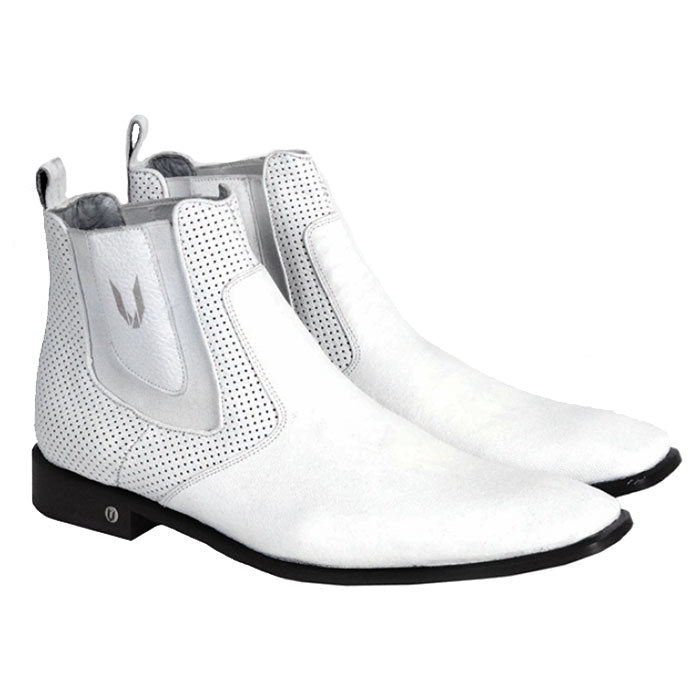 Men's Vestigium Genuine Catshark Chelsea Boots Handcrafted White - yeehawcowboy