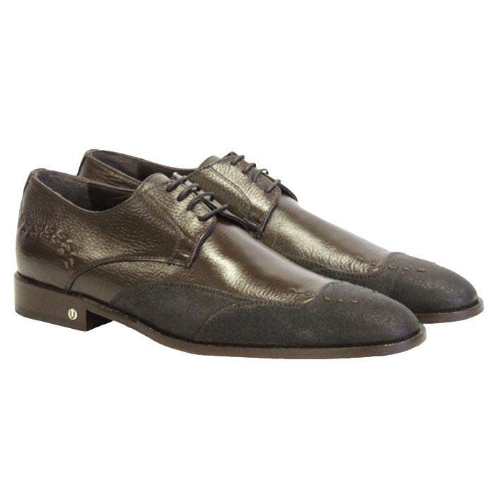 Men's Vestigium Genuine Catshark Derby Shoes Handcrafted Brown - yeehawcowboy