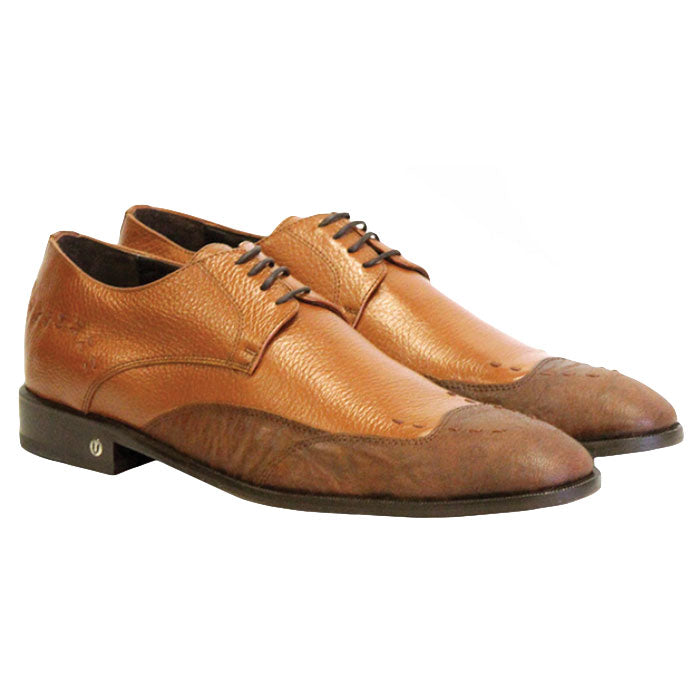 Men's Vestigium Genuine Catshark Derby Shoes Handcrafted Cognac - yeehawcowboy