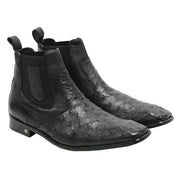 Men's Vestigium Genuine Ostrich Chelsea Boots Handcrafted Black - yeehawcowboy