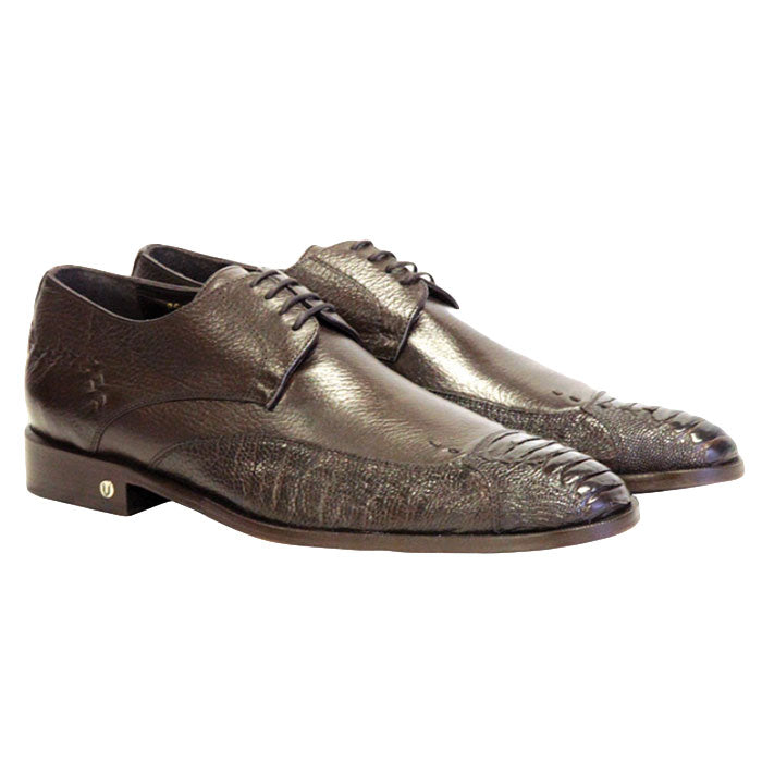 Men's Vestigium Genuine Ostrich Leg Derby Shoes Handcrafted Brown - yeehawcowboy