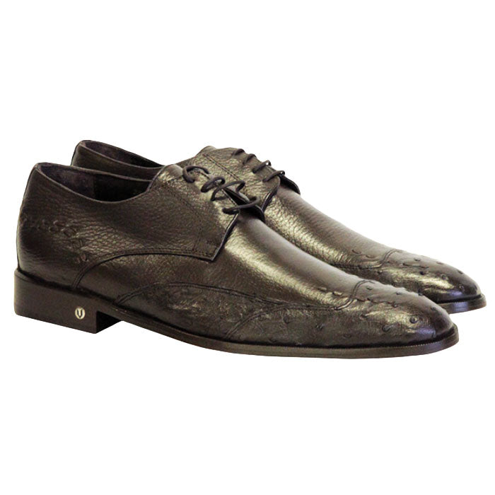Men's Vestigium Genuine Ostrich Derby Shoes Handcrafted Brown - yeehawcowboy
