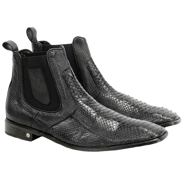 Men's Vestigium Genuine Python Chelsea Boots Handcrafted Black - yeehawcowboy