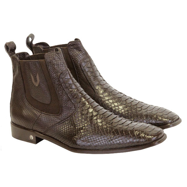 Men's Vestigium Genuine Python Chelsea Boots Handcrafted Brown - yeehawcowboy