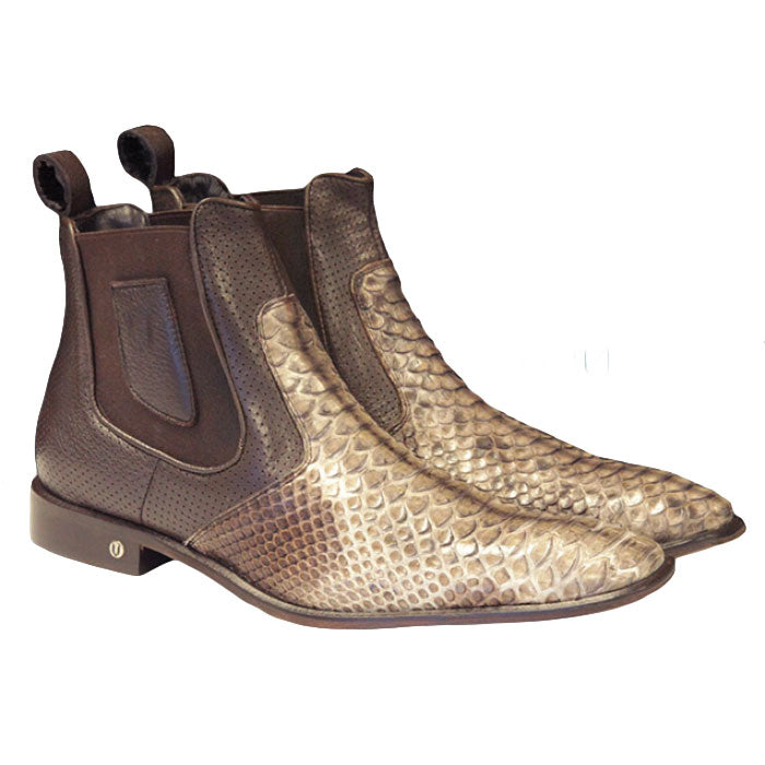 Men's Vestigium Genuine Python Chelsea Boots Handcrafted Brown - yeehawcowboy