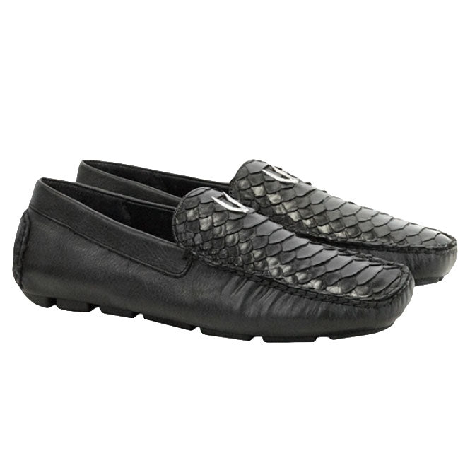 Men's Vestigium Genuine Python Loafers Handcrafted Black - yeehawcowboy