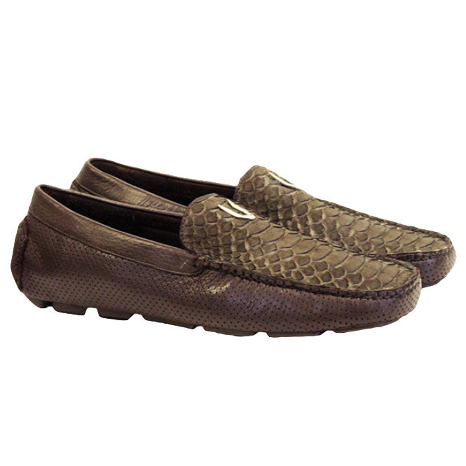 Men's Vestigium Genuine Python Loafers Handcrafted Brown - yeehawcowboy