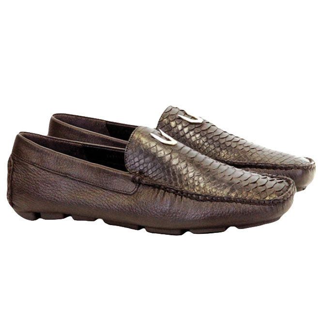 Men's Vestigium Genuine Python Loafers Handcrafted Brown - yeehawcowboy