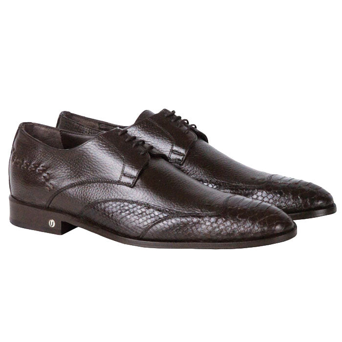 Men's Vestigium Genuine Python Snakeskin Derby Shoes Handcrafted Brown - yeehawcowboy