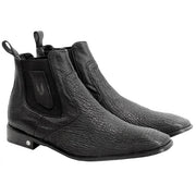 Men's Vestigium Genuine Sharkskin Chelsea Boots Handcrafted Black - yeehawcowboy