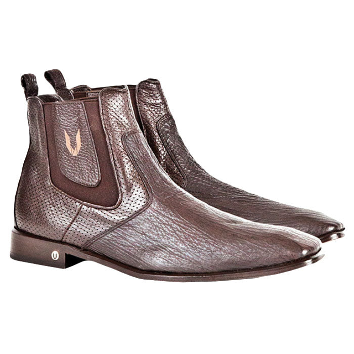 Men's Vestigium Genuine Sharkskin Chelsea Boots Handcrafted Brown - yeehawcowboy