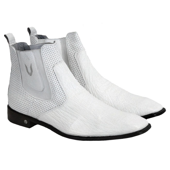 Men's Vestigium Genuine Sharkskin Chelsea Boots Handcrafted White - yeehawcowboy