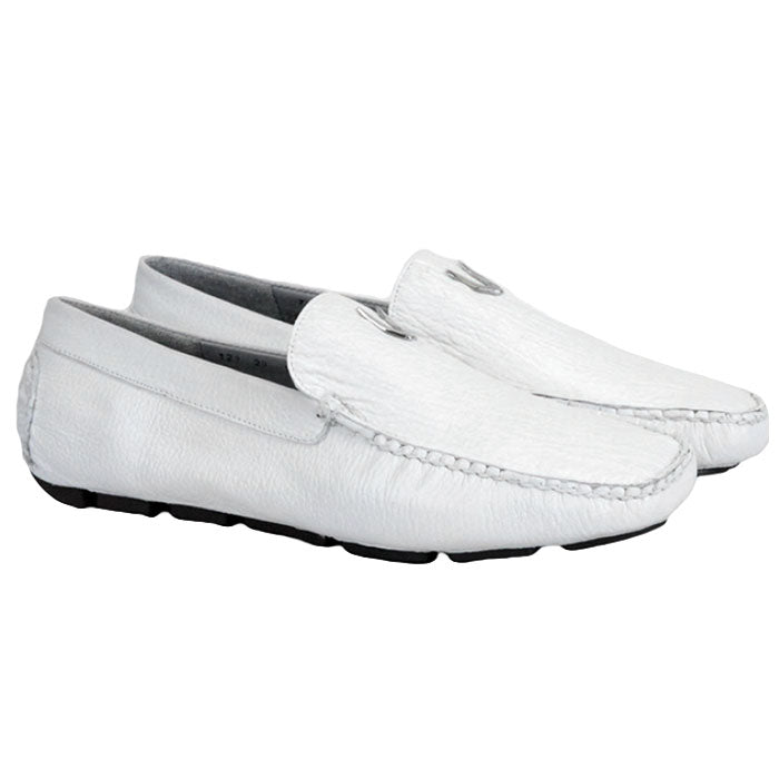 Men's Vestigium Genuine Sharkskin Loafers Handcrafted White - yeehawcowboy